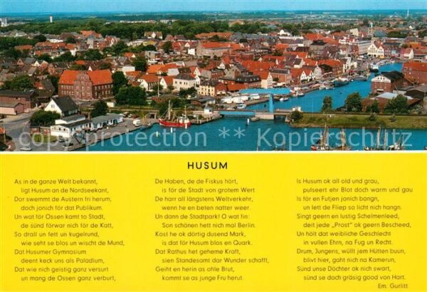Husum Nordfriesland Hafen Stadtpanorama Fliegeraufnahme Ged