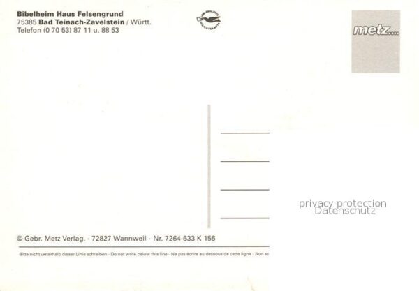Zavelstein Bibelheim Haus Felsengrund Fliegeraufna – Bild 2