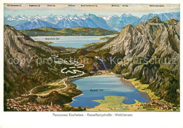 Kochel See Fliegeraufnahme mit Kesselbergstrasse u