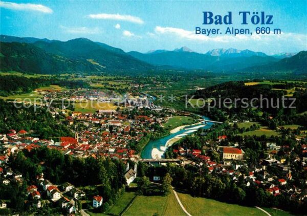 Bad Toelz Fliegeraufnahme mit Kalvarienberg Isart