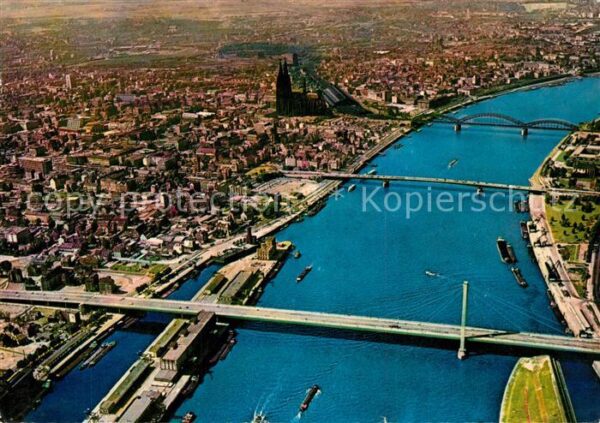 Koeln Rhein Fliegeraufnahme mit Severinsbrücke Deut