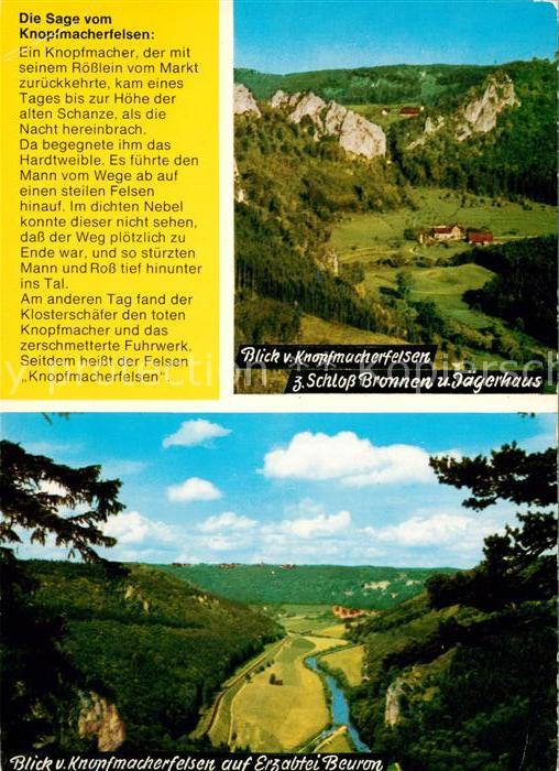 Beuron Donautal Blick vom Knopfmacherfelsen Schloss Bro