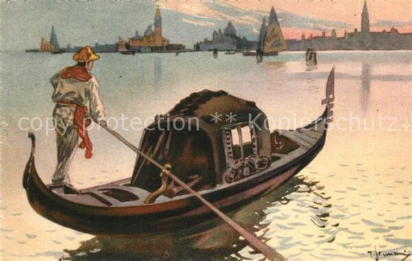 Venezia Venedig Gondel Künstlerkarte