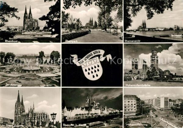 Koeln Rhein Rheinfront Rheinpark Dom Hohenzollernbr