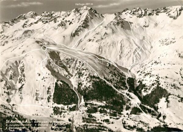 Anton Arlberg St Fliegeraufnahme Galzig Skigebiet Vallug