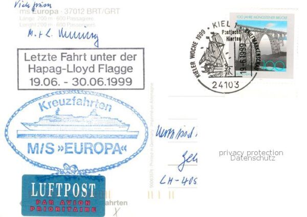 Schiffe Ships Navires MS Europa Hapag-Lloyd-Kreuzfahrten – Bild 2