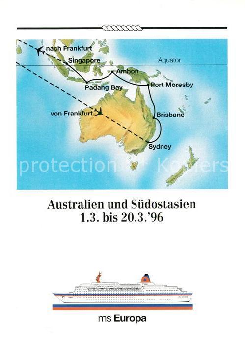 Schiffe Ships Navires MS Europa Landkarte Australien Südostas