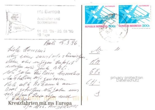 Schiffe Ships Navires MS Europa Landkarte Australien Südostas – Bild 2