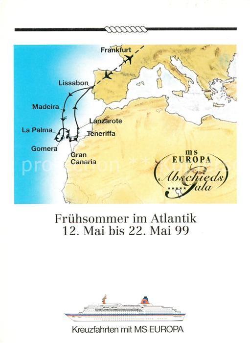 Schiffe Ships Navires MS Europa Landkarte Atlantik Frankfurt