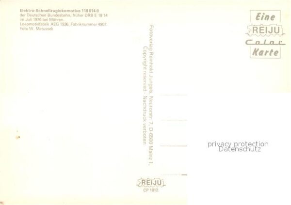 Eisenbahn Elektro-Schnellzuglokomotive 118014-0 D – Bild 2