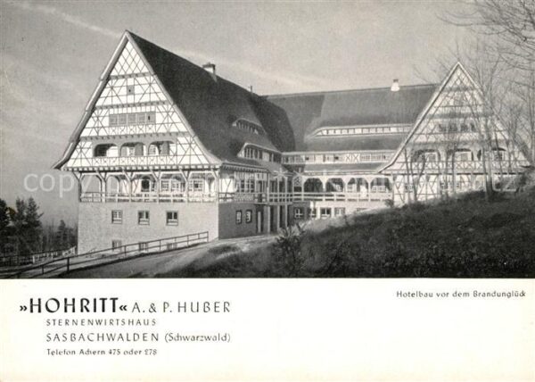Sasbachwalden Sternenwirtshaus Hohritt Hotelbau vor d