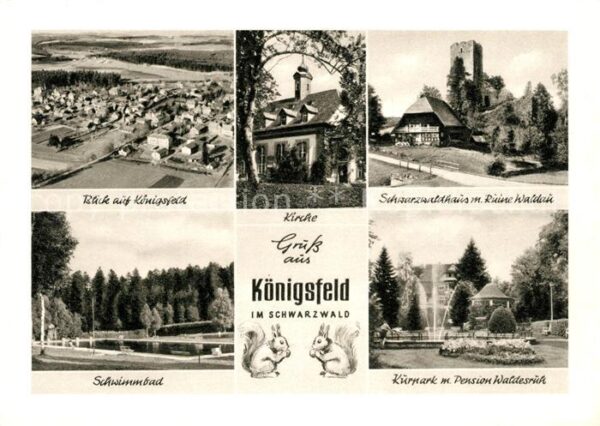 Koenigsfeld Schwarzwald Fliegeraufnahme Kirche Schwarzwaldhaus