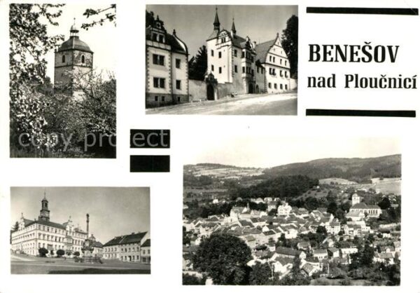 Benesov nad Ploucnici Teilansichten Turm Platz Stadtpanorama