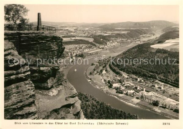 Bad Schandau Panorama Blick vom Lilienstein ins Elbt