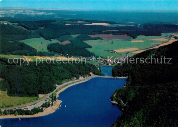 Diemelsee Fliegeraufnahme Staumauer und Helmingha