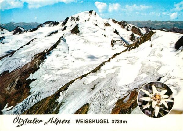 Weisskugel Fliegeraufnahme Ötztaler Alpen mit Hint