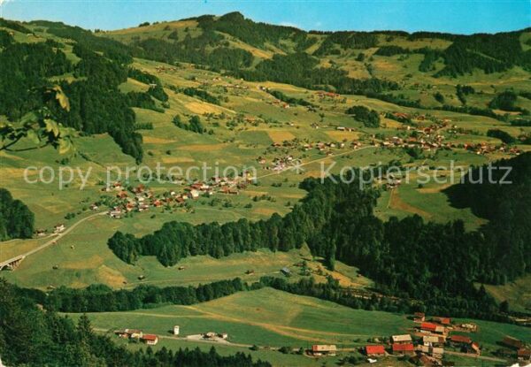 Schwarzenberg Vorarlberg Fliegeraufnahme mit Bersbuch Bregenzerw