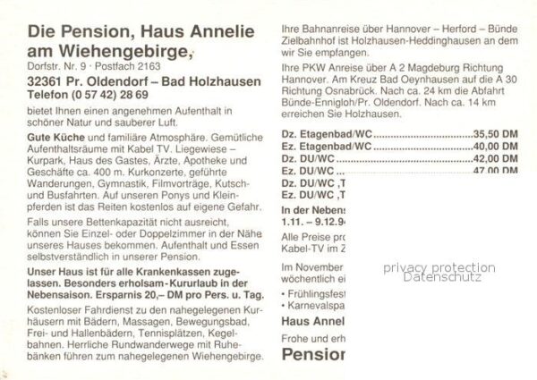 Bad Holzhausen Luebbecke Pension Haus Annelie am Wiehengebirge – Bild 2