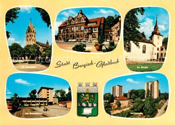 Bergisch Gladbach Kirche Rathaus Busbahnhof Hochhäuser Wa