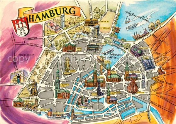 Hamburg Stadtzentrum Stadtplan Binnenalster Aus