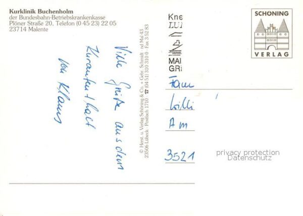 Malente-Gremsmuehlen Kurklinik Buchenholm Kegelbahn Hallenba – Bild 2