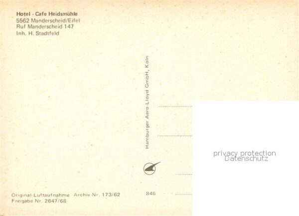 Manderscheid Eifel Hotel Cafe Heidsmühle Fliegeraufnahme – Bild 2
