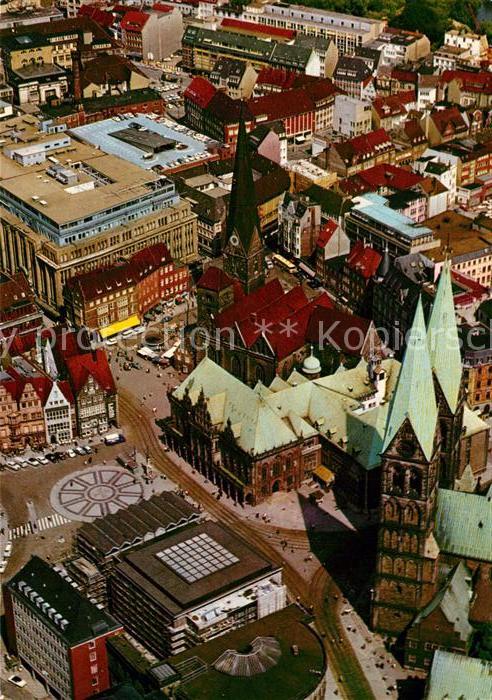 Bremen Blick auf den Marktplatz Kirche Flieger