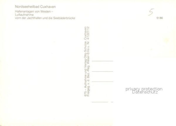 Cuxhaven Nordseebad Hafenanlagen Jachthafen Seebäderbrücke – Bild 2
