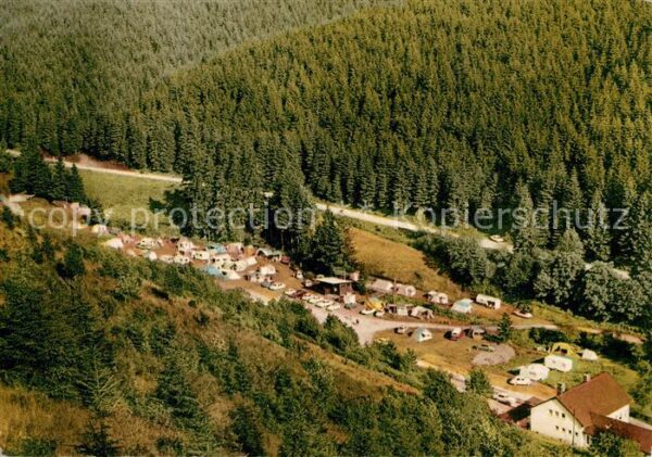 Lerbach Harz Blick vom Clausberg auf den Campingplat