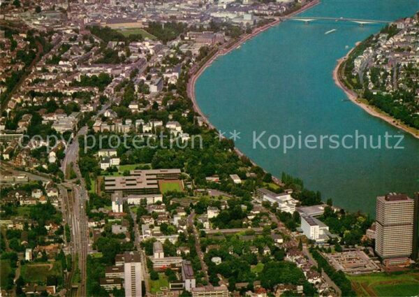 Bonn Rhein Panorama mit Regierungsviertel Fliegera