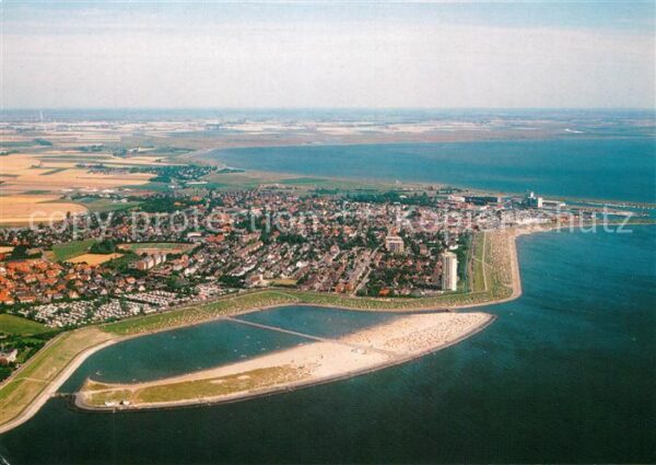 Buesum Nordseebad mit Sandstrand Perlebucht Fliegeraufnah