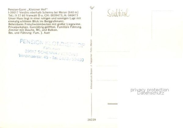 Verdins Pension Garni Klotzner Hof Schwimmbad – Bild 2