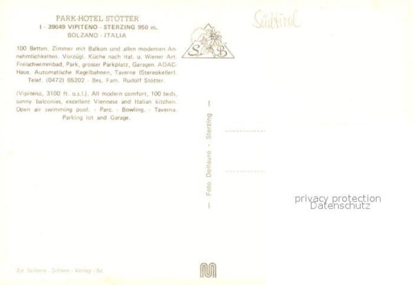 Sterzing Suedtirol Park Hotel Stötter Schlepplift – Bild 2