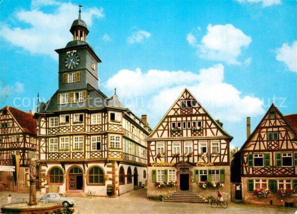 Heppenheim Bergstrasse Zum goldenen Engel Marktplatz Rathaus F