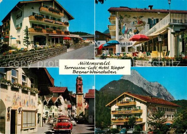Mittenwald Bayern Terrassen Cafe Hotel Rieger Bozner Wein