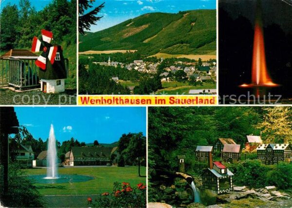 Wenholthausen Panorama Wasserfontäne Nachtaufnahme