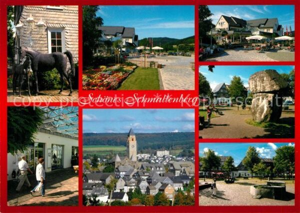 Schmallenberg Panorama Kirchturm Pferdestatue Park