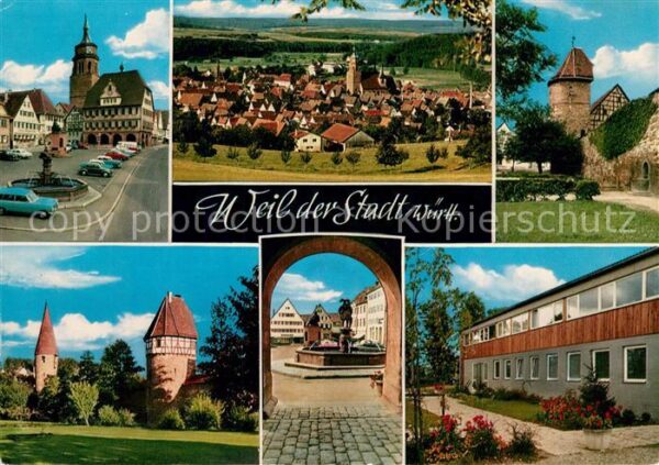 Weil der Stadt Rathaus Storchenturm Brunnen Kirche