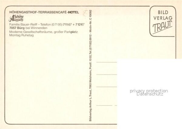 Buerg Winnenden Höhengasthof Terrassencafe Hotel Schöne – Bild 2
