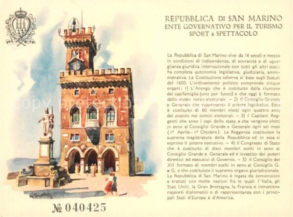 San Marino Repubblica Künstlerkarte Regierungsgebäude Museums