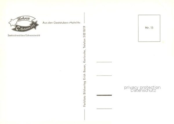 Sasbachwalden Aus den Gaststuben Hohritt – Bild 2