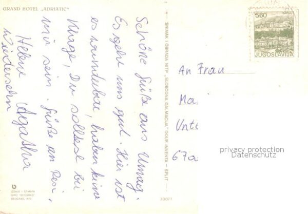 Yugoslavie Jugoslawien Grand Hotel Adriatic Strand – Bild 2