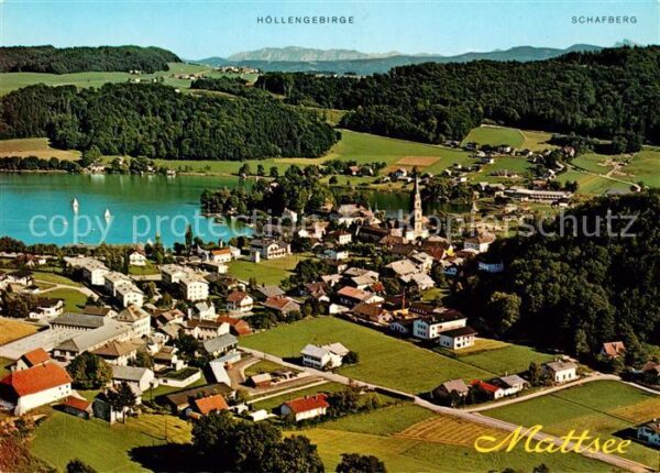 Mattsee Salzburg Fliegeraufnahme Höllengebirge Schafberg