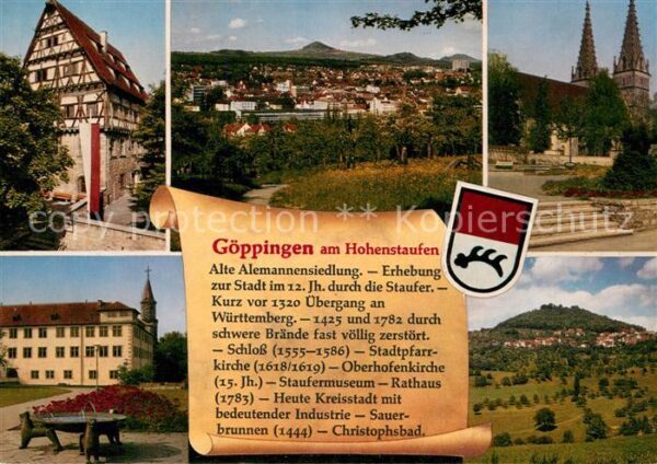Goeppingen Stadtpanorama Hohenstaufen Fachwerkhaus