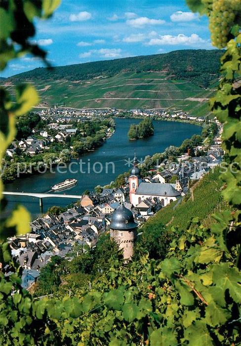 Zell Mosel Panorama Blick von den Weinbergen Stadt