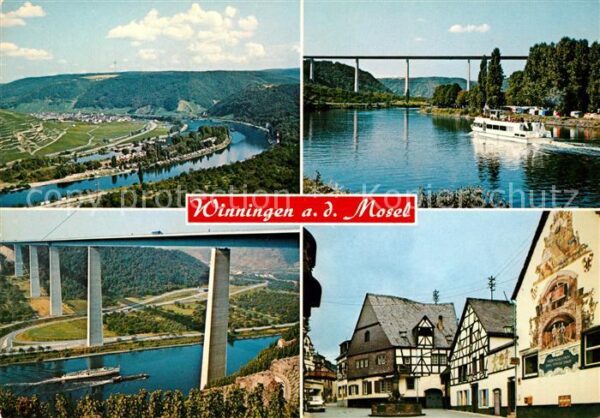 Winningen Mosel Panorama Moseltal Brücke Ortsmotiv mit