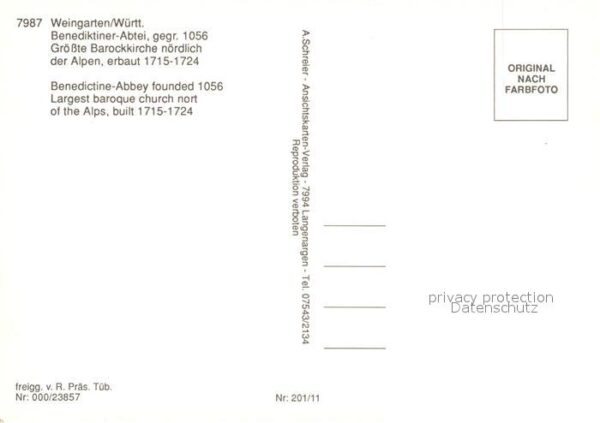 Weingarten Wuerttemberg Benediktiner Abtei Barockkirche Basilik – Bild 2