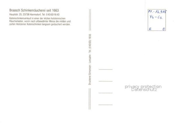 Harmsdorf Holstein Braasch's Schinkenräucherei Historische – Bild 2