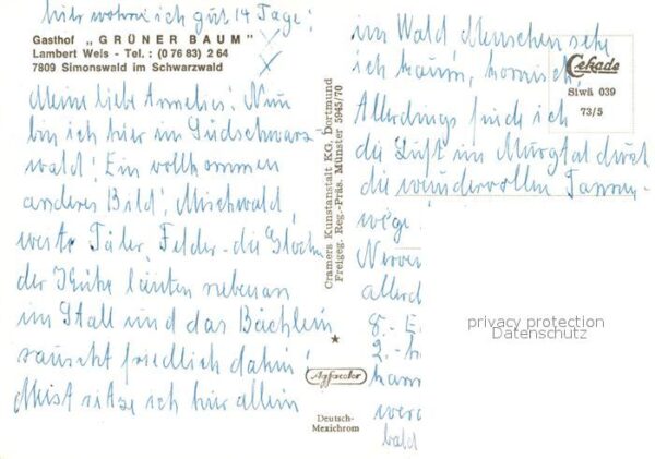 Simonswald Gasthof Grüner Baum im Schwarzwald Flie – Bild 2