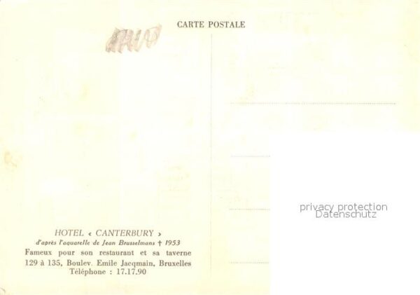 Bruxelles Bruessel Hotel Canterbury Künstlerkarte – Bild 2